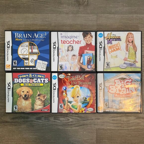 Lot of 6 - Nintendo DS Kids Video Games Imagine Teacher Paws & Claws Brain Age 2